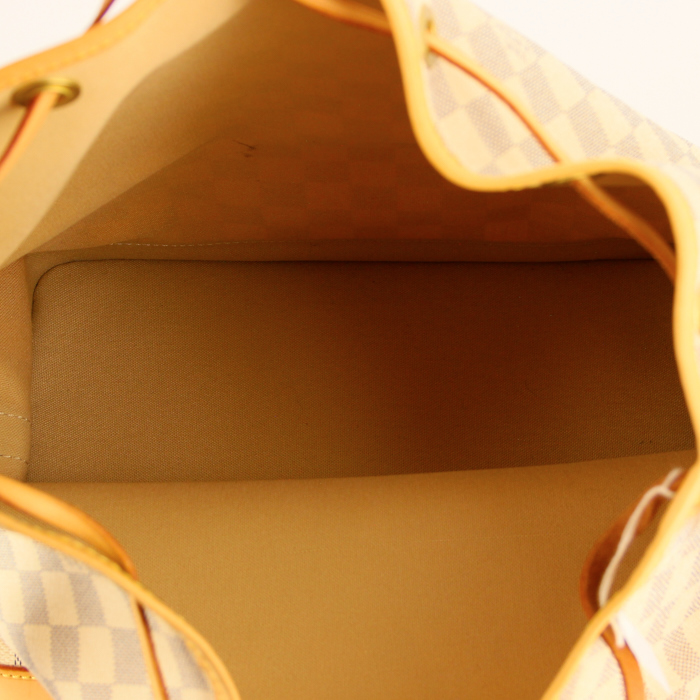 Louis Vuitton Large Noé Bag in damier azur canvas and natural leather - Detail D2