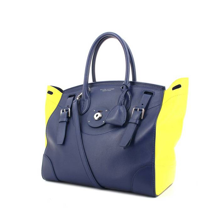 Ralf Lauren Ricky Soft en cuir bicolore bleu et jaune