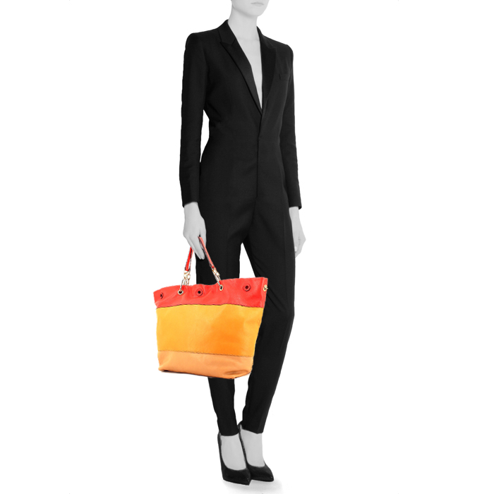 Sonia Rykiel en cuir tricolore rouge, beige et orange - Detail D1