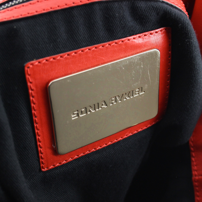 Sonia Rykiel en cuir tricolore rouge, beige et orange - Detail D4