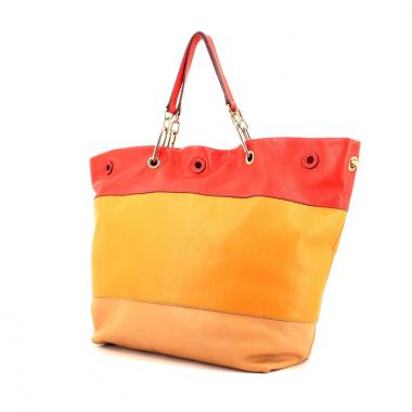 Sonia Rykiel en cuir tricolore rouge, beige et orange
