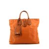 Handbag in havane brown leather - 360 thumbnail