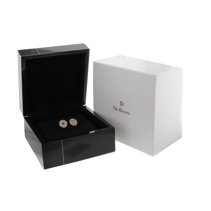 De Beers paire de puces d'oreilles Talisman en or blanc, diamants et diamants bruns - Detail D2