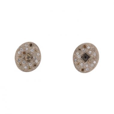 De Beers pair of white gold, white diamonds and brown diamonds Talisman earrings