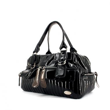 Borsa Paddington in pelle verniciata nera