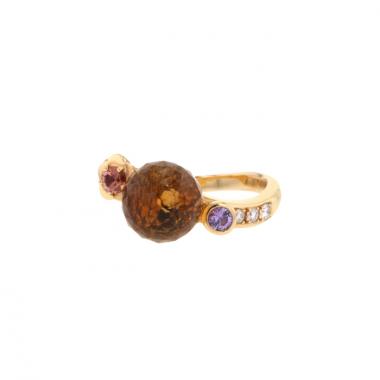 Anello Chanel Mademoiselle in oro rosa,  diamanti e pietre colorate
