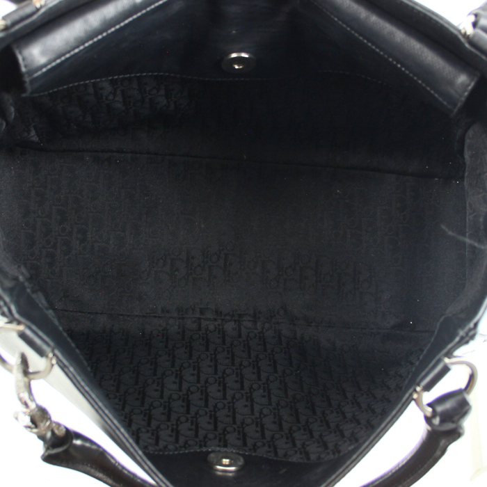 Bolso de mano en lona y cuero negro - Detail D2