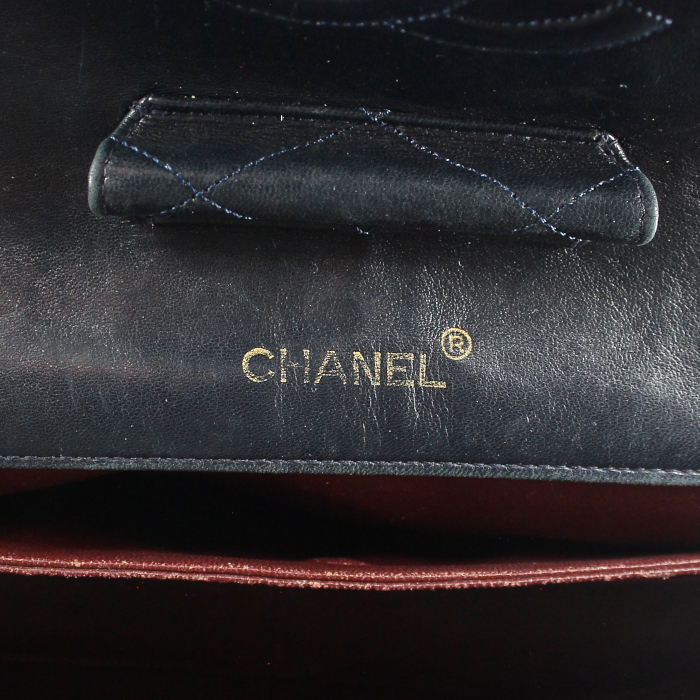 Chanel Vintage en cuir matelassé bleu  - Detail D4