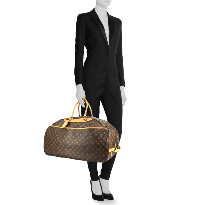 Louis Vuitton Eole soft suitcase in monogram canvas and natural leather - Detail D1