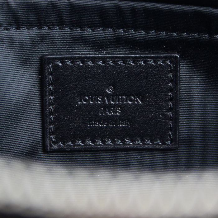 Borsa in tela con stampa e pelle nera - Detail D3