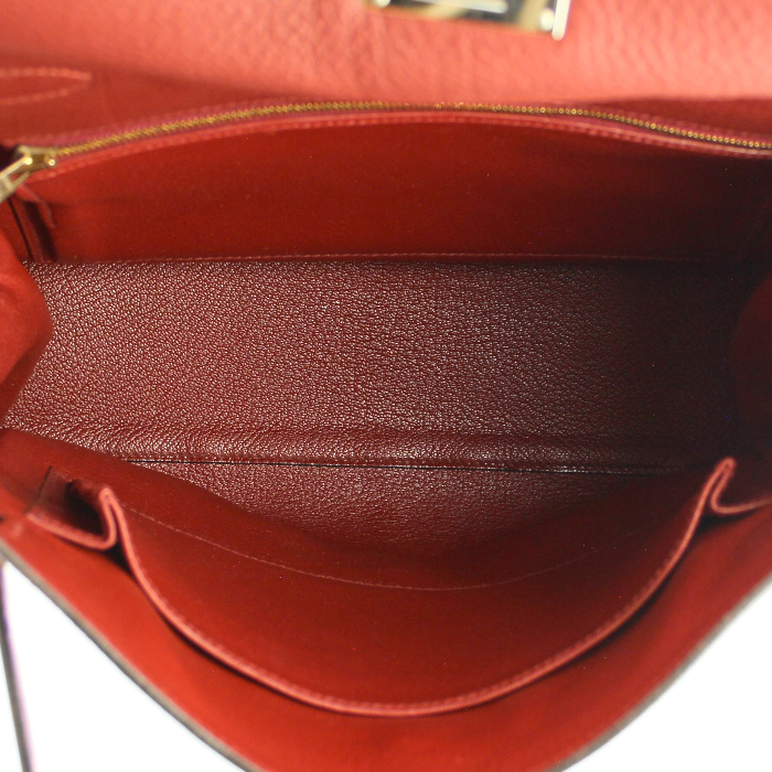 Mochila Hermes Kelly - Backpack en cuero rojo - Detail D3