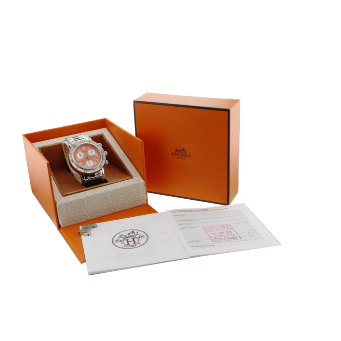 Montre Hermes Clipper Chrono en acier Ref :  CL2.916 - Detail D2