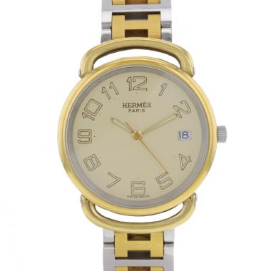 Hermes Pullman in stainless steel and yellow gold circa 1990 