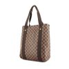 Shopping bag Louis Vuitton Neverfull in tela cerata con motivo a scacchi ebano e pelle marrone - 00pp thumbnail