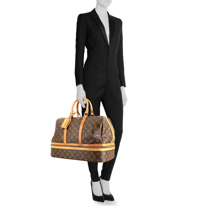 Louis Vuitton sac de voyage en toile monogram et cuir naturel - Detail D1