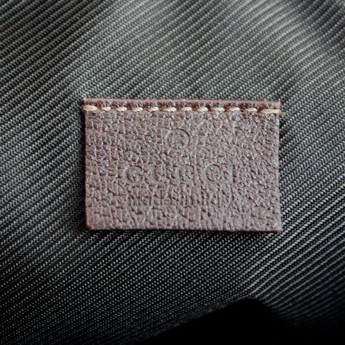 Bolsito de mano en lona Monogram beige y cuero marrón - Detail D3