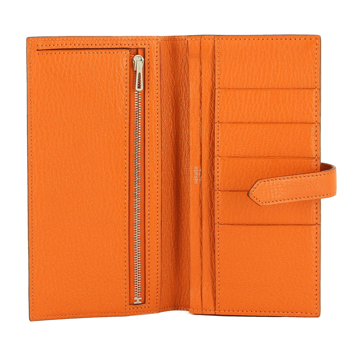 Billetera Béarn en cuero granulado naranja - Detail D1