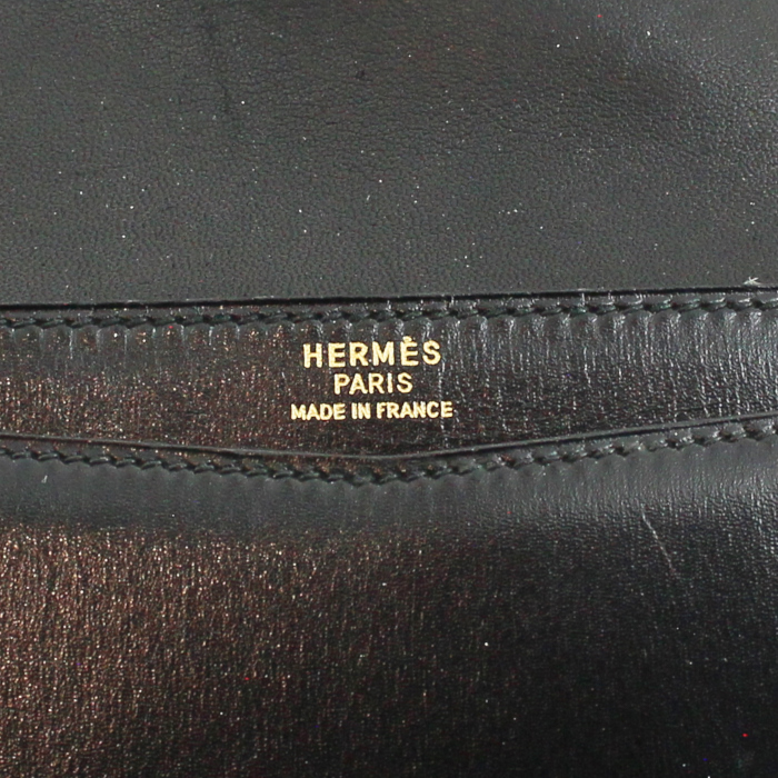 Hermes pochette Lydie en cuir noir - Detail D3