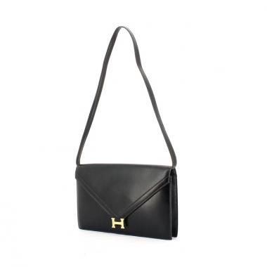 Hermes bolsito de mano Lydie en cuero negro