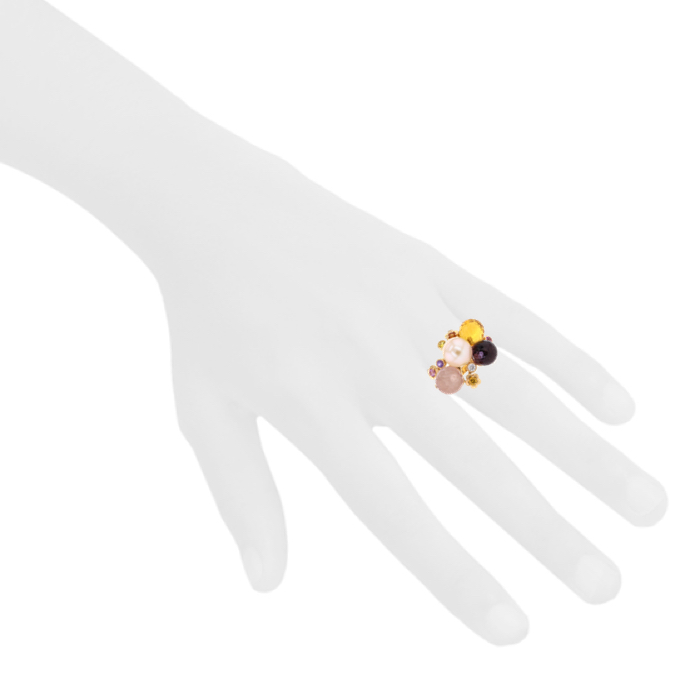 Bague Chanel Mademoiselle en or rose,  citrine et améthyste - Detail D1