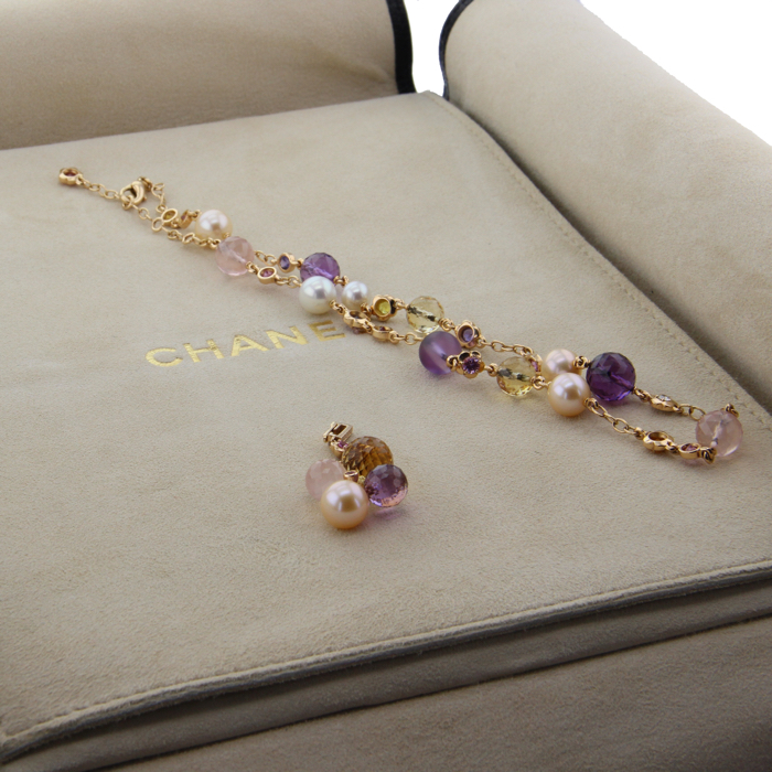 Collana Chanel Mademoiselle in oro rosa,  quarzo citrino e ametista - Detail D3