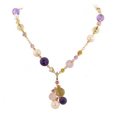 Chanel Mademoiselle necklace in pink gold,  citrine and amethyst