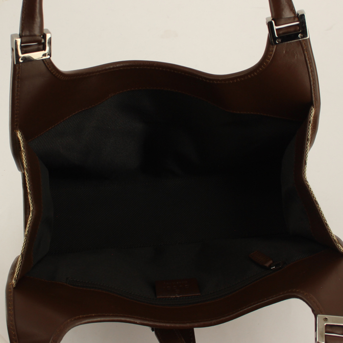 Bolso de mano Jackie modelo pequeño en lona Monogram beige y cuero marrón - Detail D2