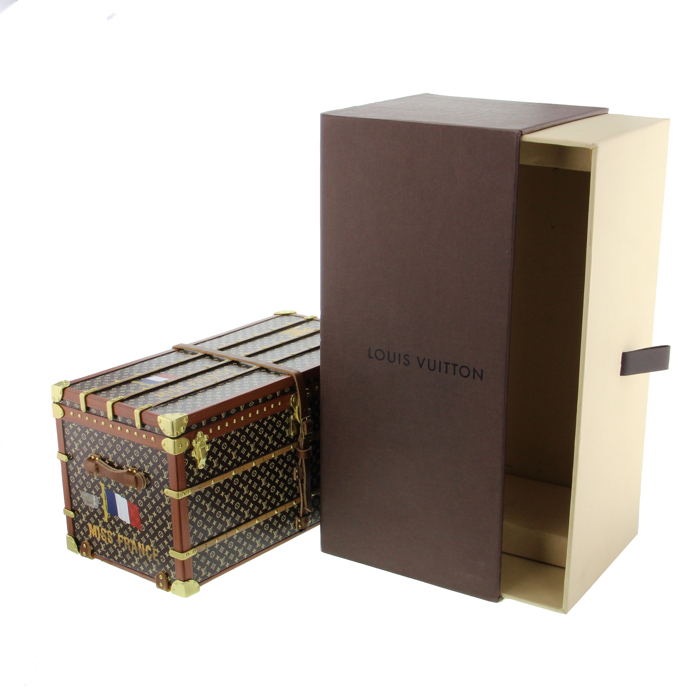 Louis Vuitton trunk in metal and brown leather - Detail D1