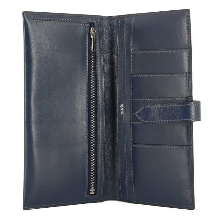 Hermes Béarn wallet in dark blue box leather - Detail D1