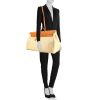 Hermes Herbag travel bag in beige canvas and natural leather - Detail D1 thumbnail