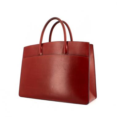 Shopping bag in burgundy box leather