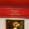 Hermès Kelly 32 cm Bag in beige canvas and red leather - Detail D3 thumbnail