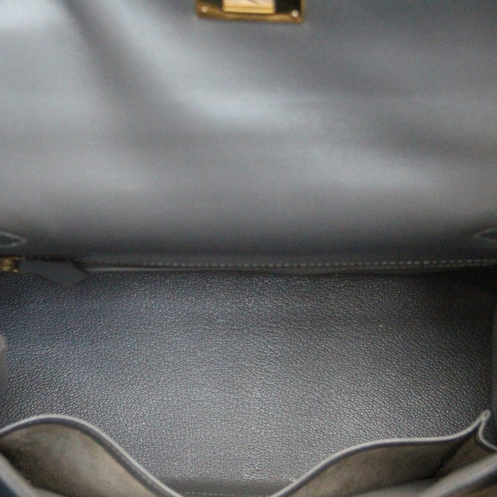 Sac à main Kelly 28 cm en cuir box gris - Detail D3