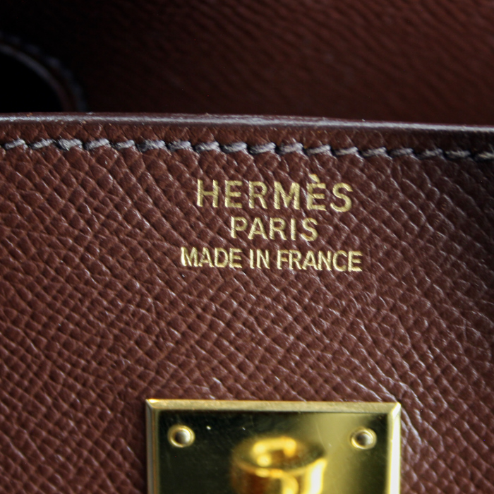 Hermes bolso de mano Birkin 30 cm en cuero marrón chocolate - Detail D3