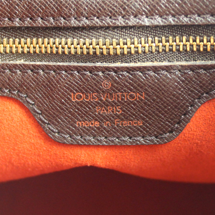 Bolso Cabás Louis Vuitton petit Bucket en lona a cuadros revestida ébano y cuero marrón - Detail D3