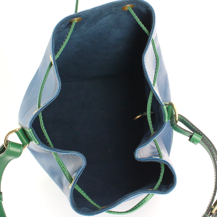 Louis Vuitton beggar's bag in blue and green epi leather - Detail D2