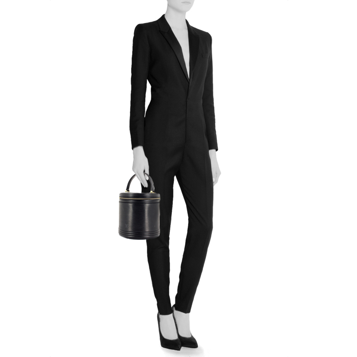 Louis Vuitton Cannes vanity case in black epi leather - Detail D1
