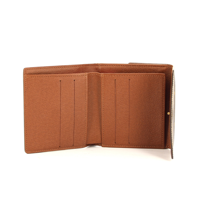 Louis Vuitton wallet in monogram canvas and brown leather - Detail D1