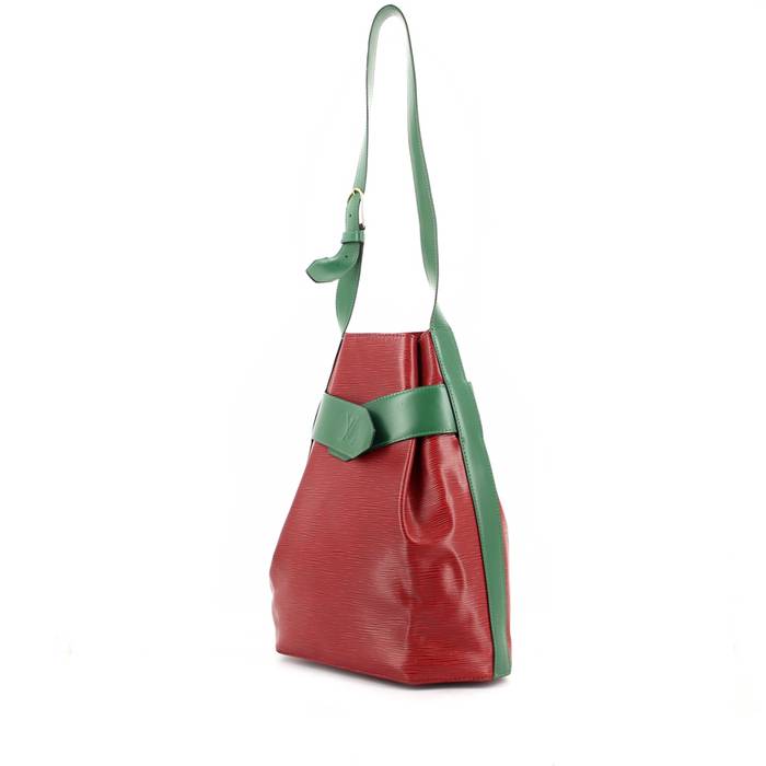 Borsa Louis Vuitton Sac d'épaule in pelle Epi bicolore rossa e verde