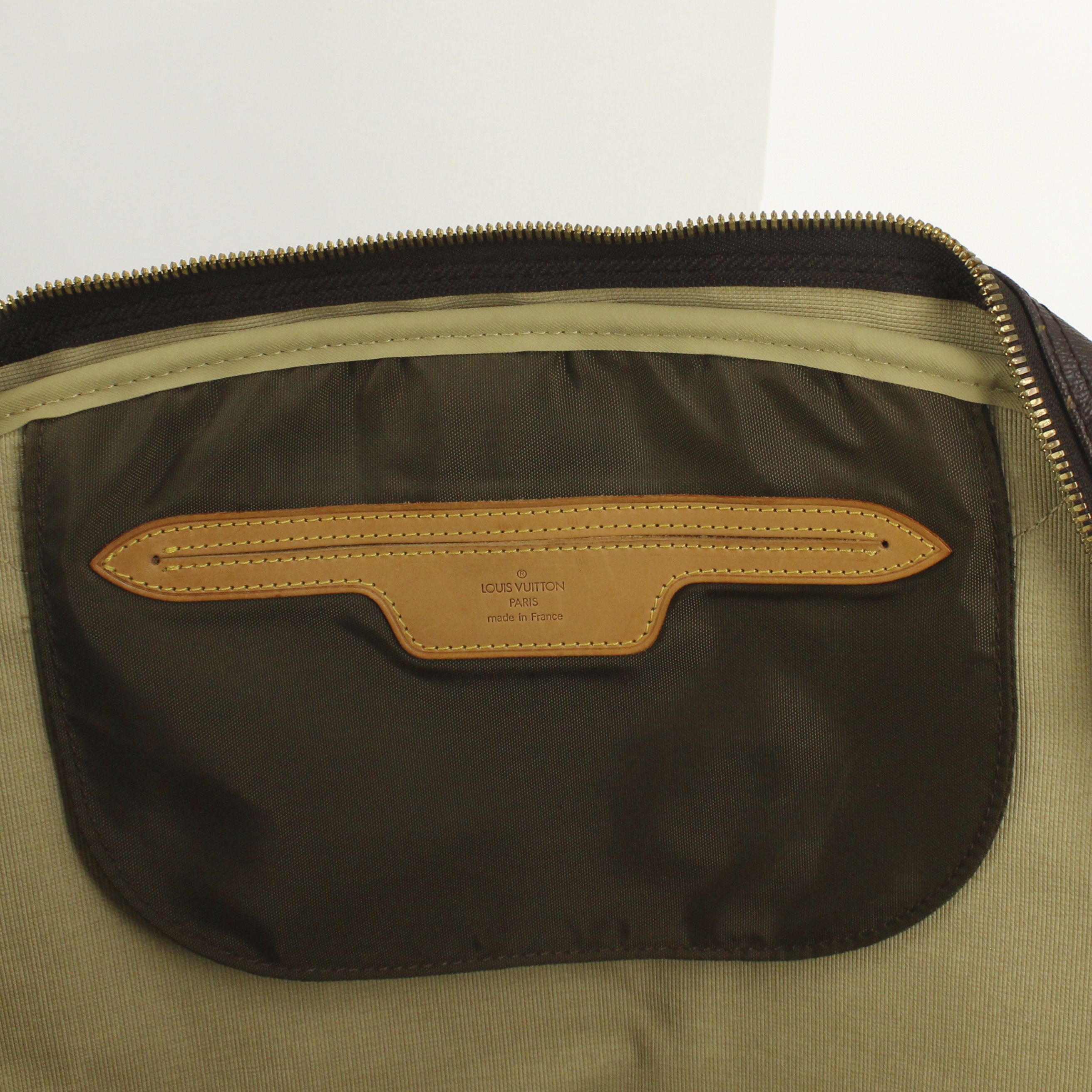 Sac de week end Louis Vuitton en toile monogram et cuir naturel - Detail D4
