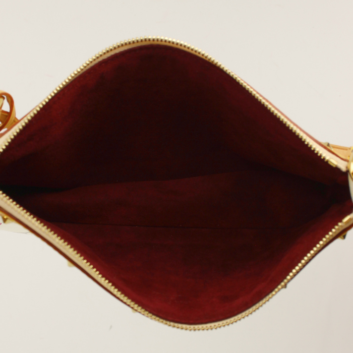 Louis Vuitton pouch in white monogram canvas and natural leather - Detail D2