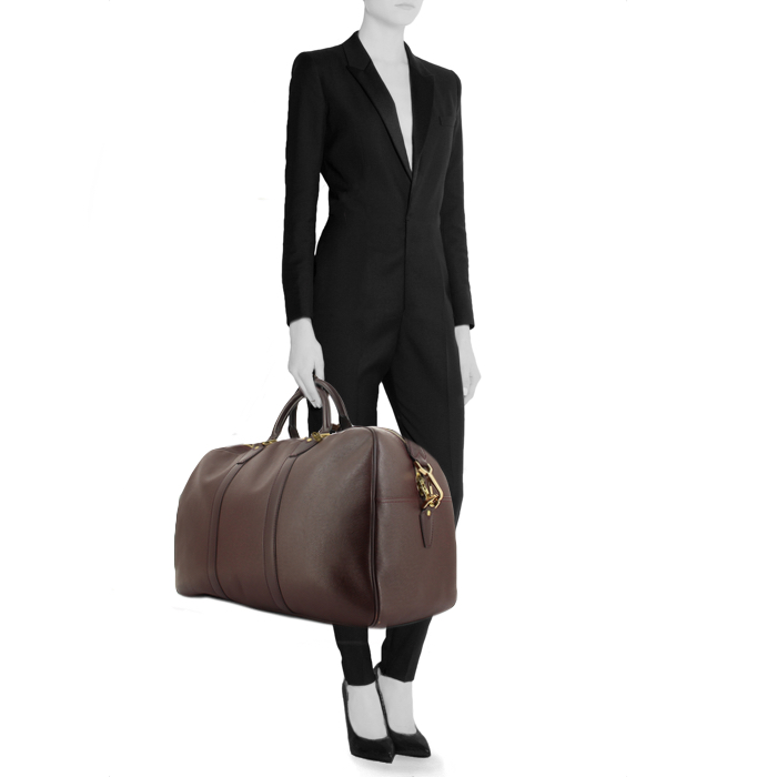 Bolsa de viaje Louis Vuitton Kendall en cuero taiga color burdeos - Detail D2