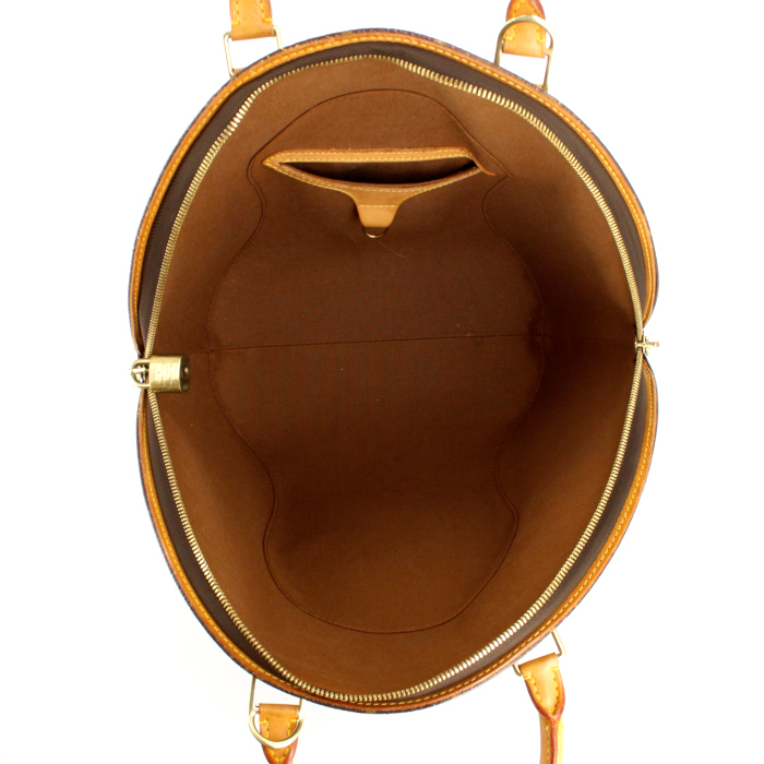 Bolso de mano Louis Vuitton Ellipse modelo grande en lona Monogram y cuero natural - Detail D2
