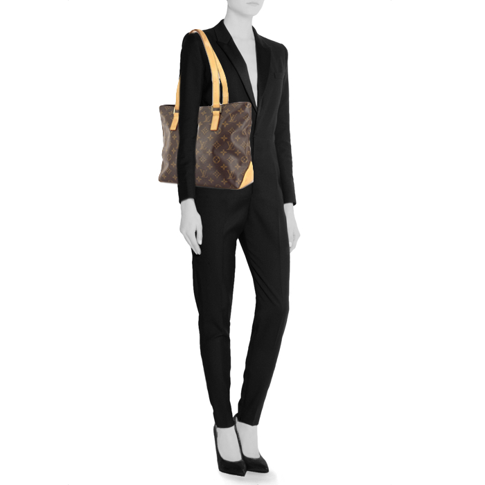 Bolso de mano Louis Vuitton en lona Monogram revestida y cuero natural - Detail D1