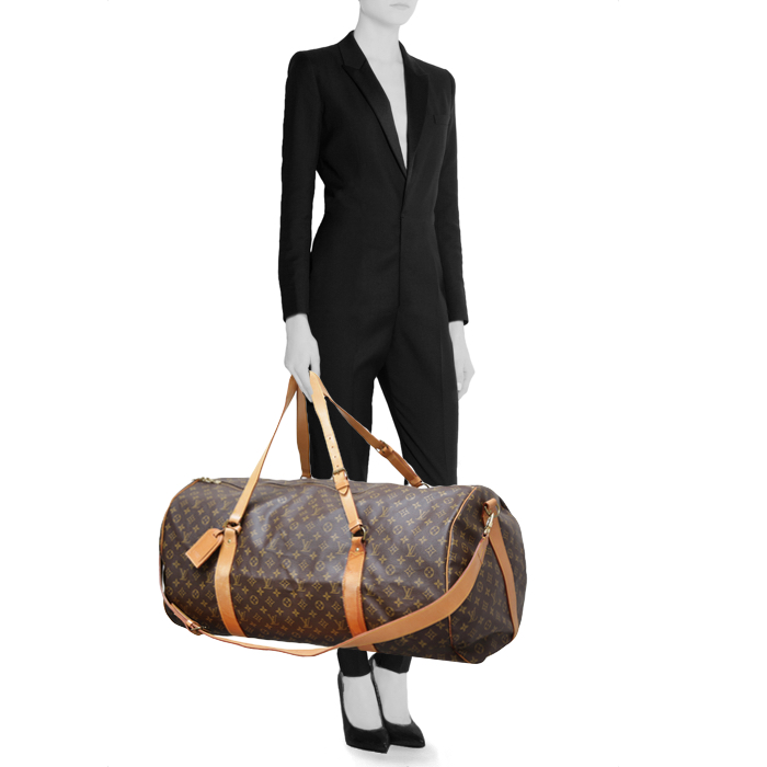 Louis Vuitton travel bag in monogram canvas and natural leather - Detail D1