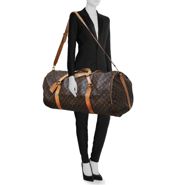 Louis Vuitton travel bag in monogram canvas and natural leather - Detail D2