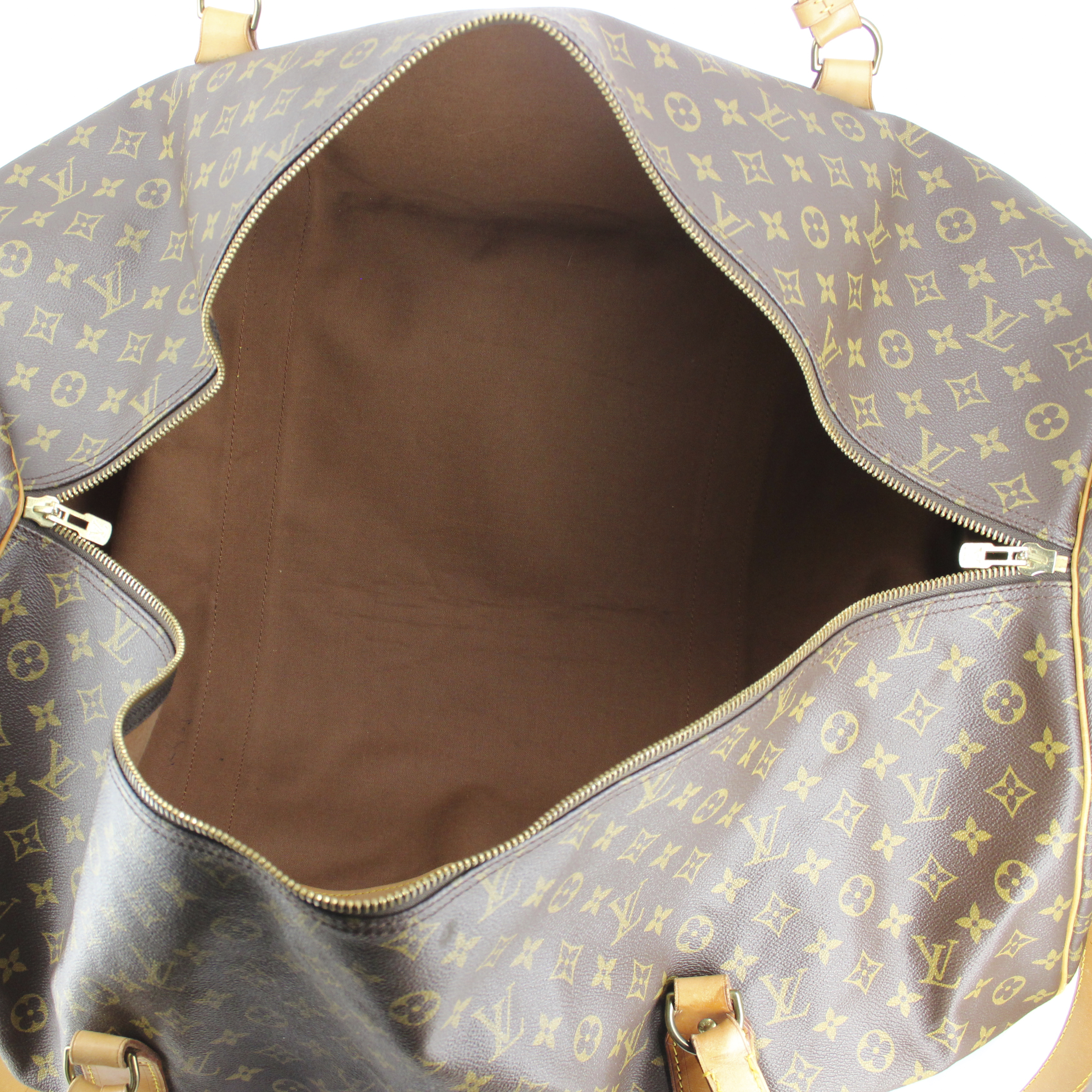 Louis Vuitton travel bag in monogram canvas and natural leather - Detail D3