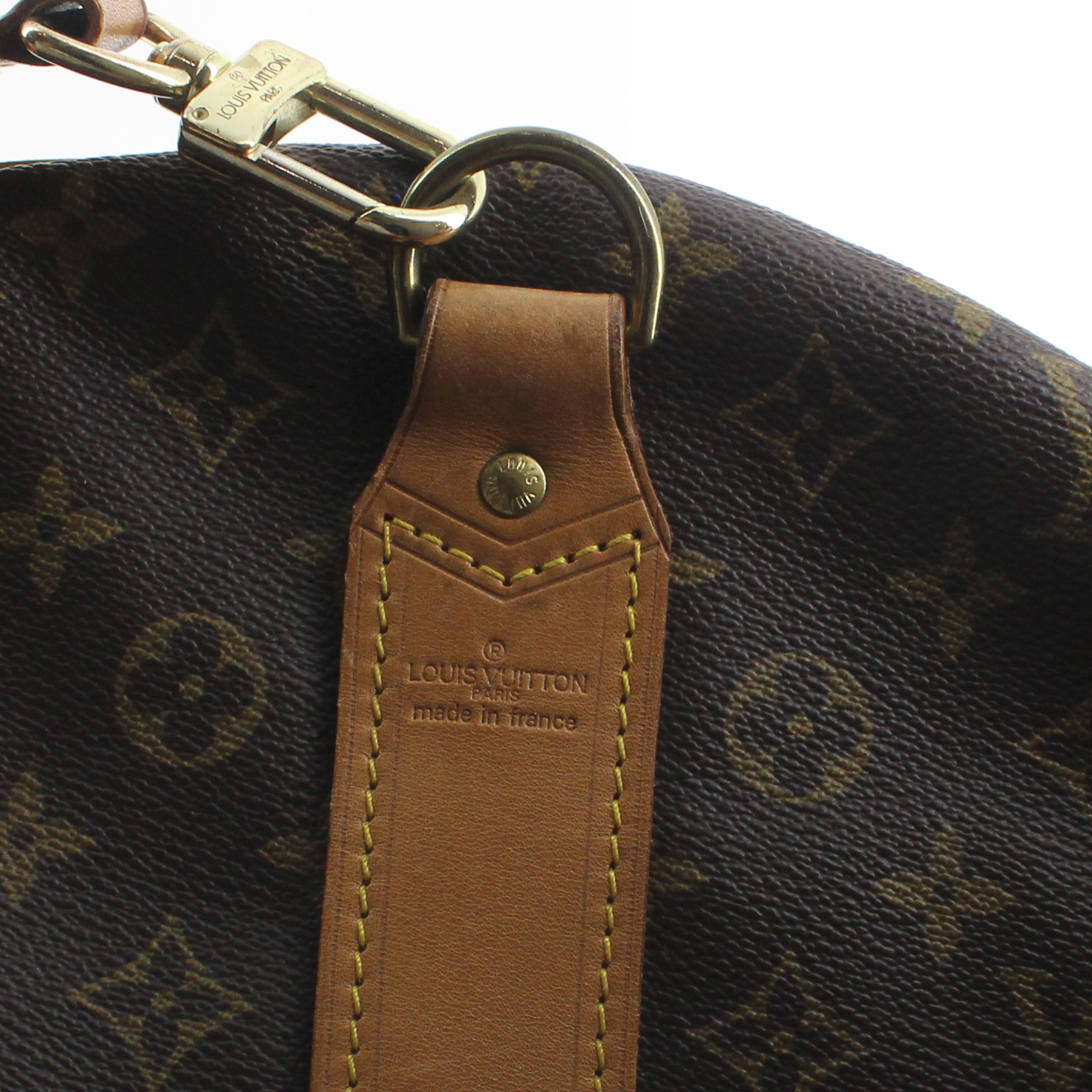 Louis Vuitton travel bag in monogram canvas and natural leather - Detail D5