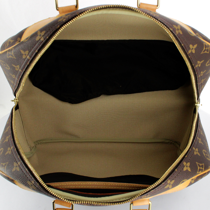 Sac de voyage Louis Vuitton Evasion en toile monogram et cuir naturel - Detail D2