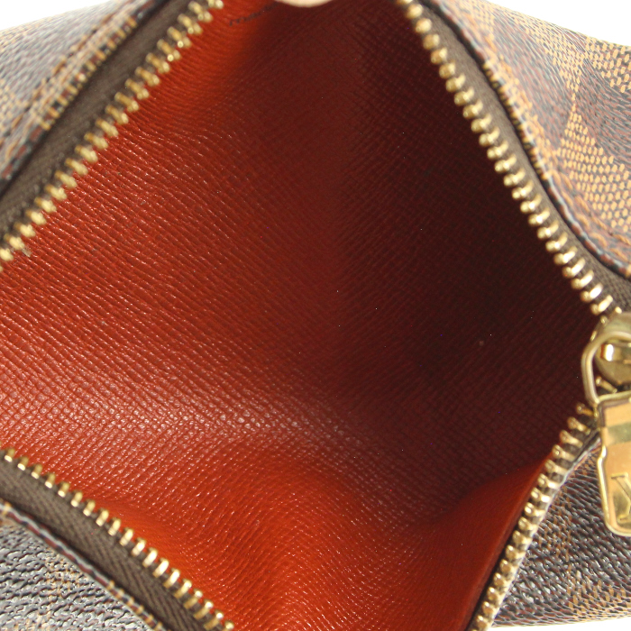 Borsa Louis Vuitton Papillon in tela cerata con motivo a scacchi ebano e pelle marrone - Detail D5
